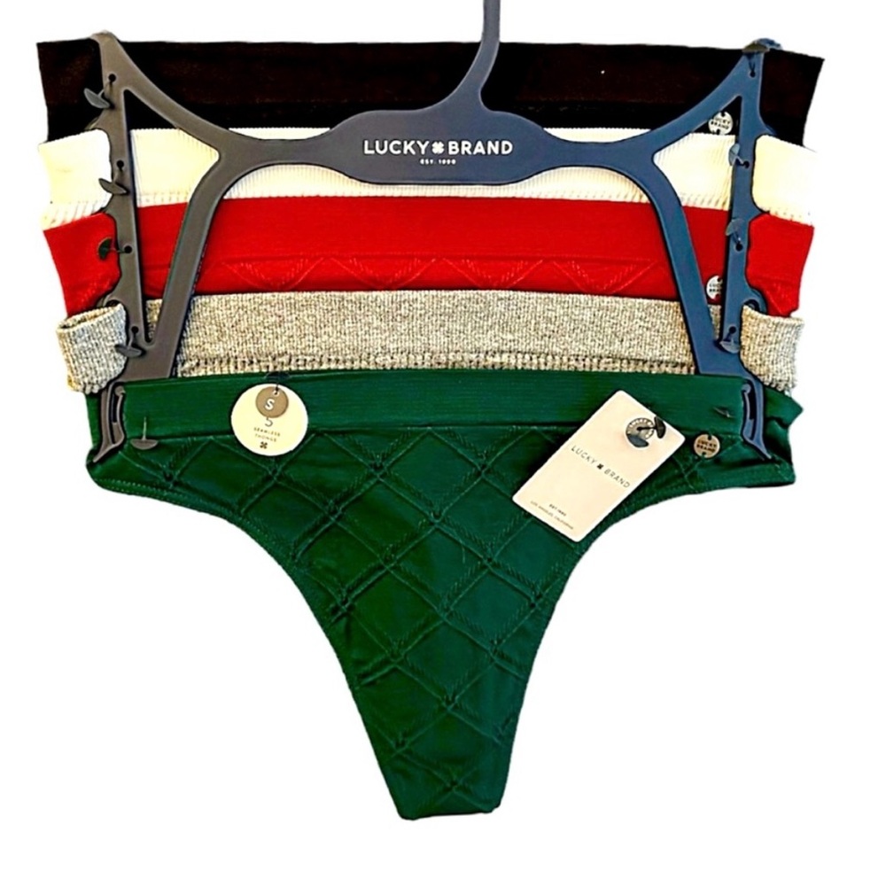 Lucky Brand 5 Pc Thongs Panties Set Christmas Gift Red Green  NEW WITH TAGS - Picture 9 of 10